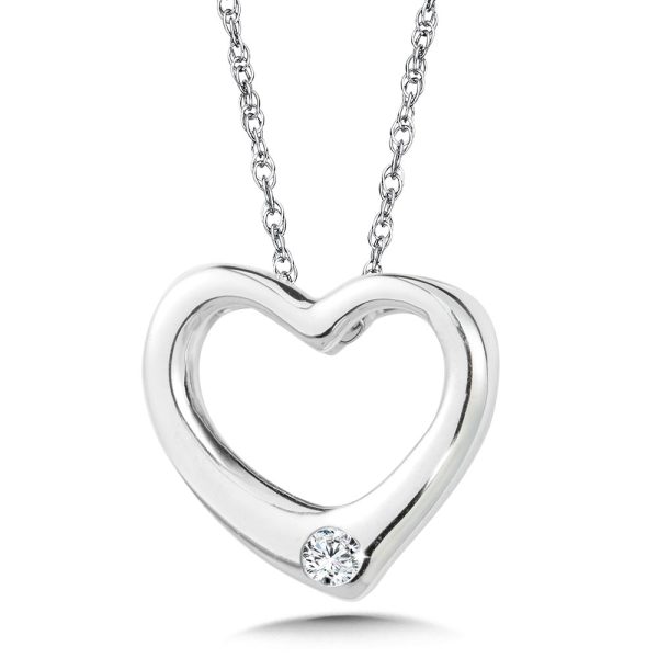 Sterling Silver Diamond Heart Pendant