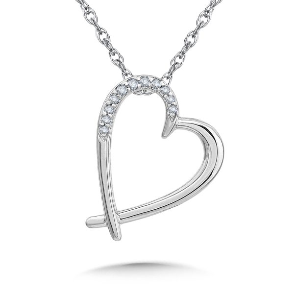 Crisscross Sterling Silver & Diamond Heart Pendant