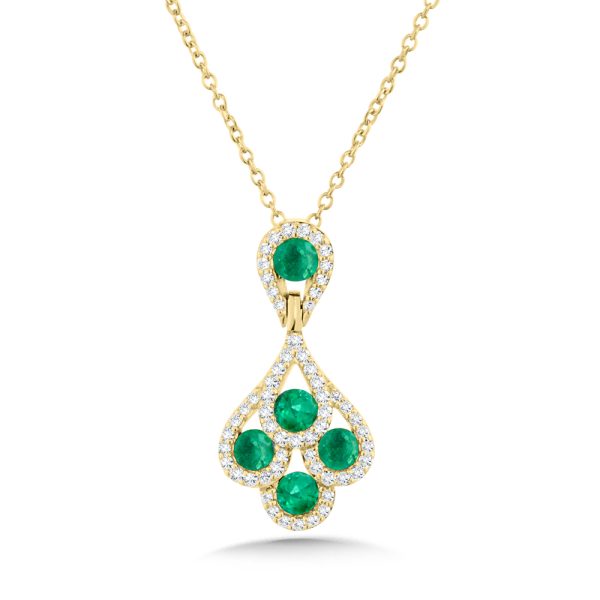 14KT Yellow Gold Diamond and Emerald Pendant