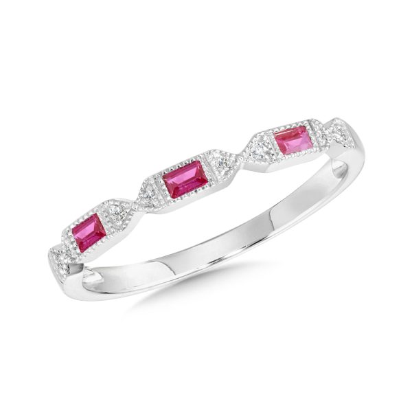 14KT White Gold Diamond and Ruby Ring