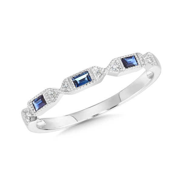 14KT White Gold Diamond and Sapphire Ring