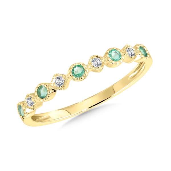 14KT Yellow Gold Diamond and Emerald Ring