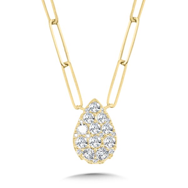 14KT YG DIAMOND PEAR SHAPE PEND