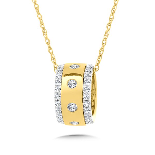 14KT YG DIAMOND WHEEL PENDANT