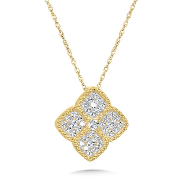 14KT YG DIAMOND CLOVER PENDANT